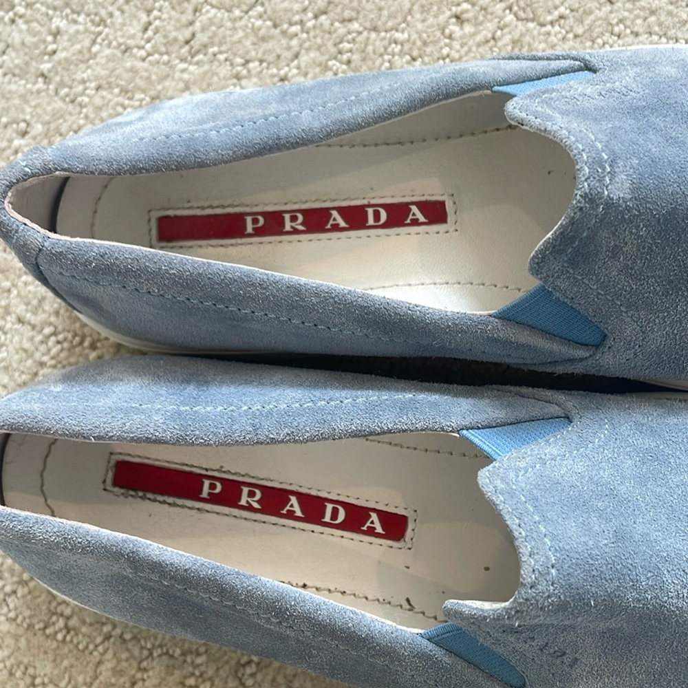 light blue suede prada loafers - Picture 3 of 5